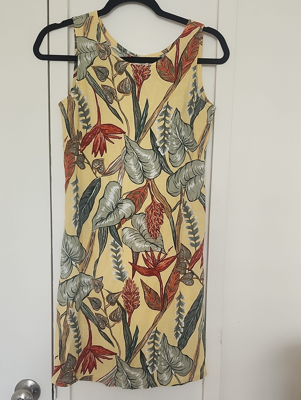 Hilo Hattie Yellow Tropical Leaf Print Midi Dress